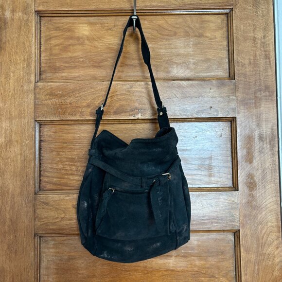 Craie Studio Suede Black Metallic Shoulder Bag - Picture 5 of 10